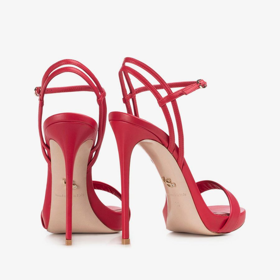 GWEN SANDAL 120 mm-Red leather sandal - Image 3