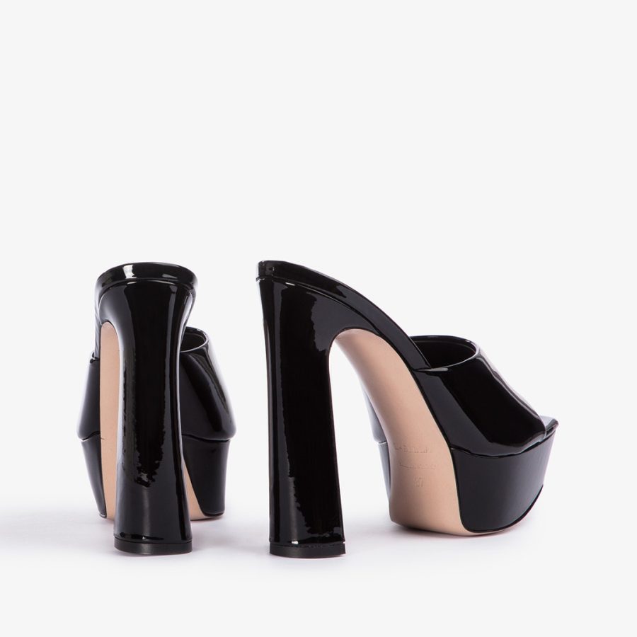 RESORT SANDAL 140 mm-Black patent leather platform sandal - Image 3