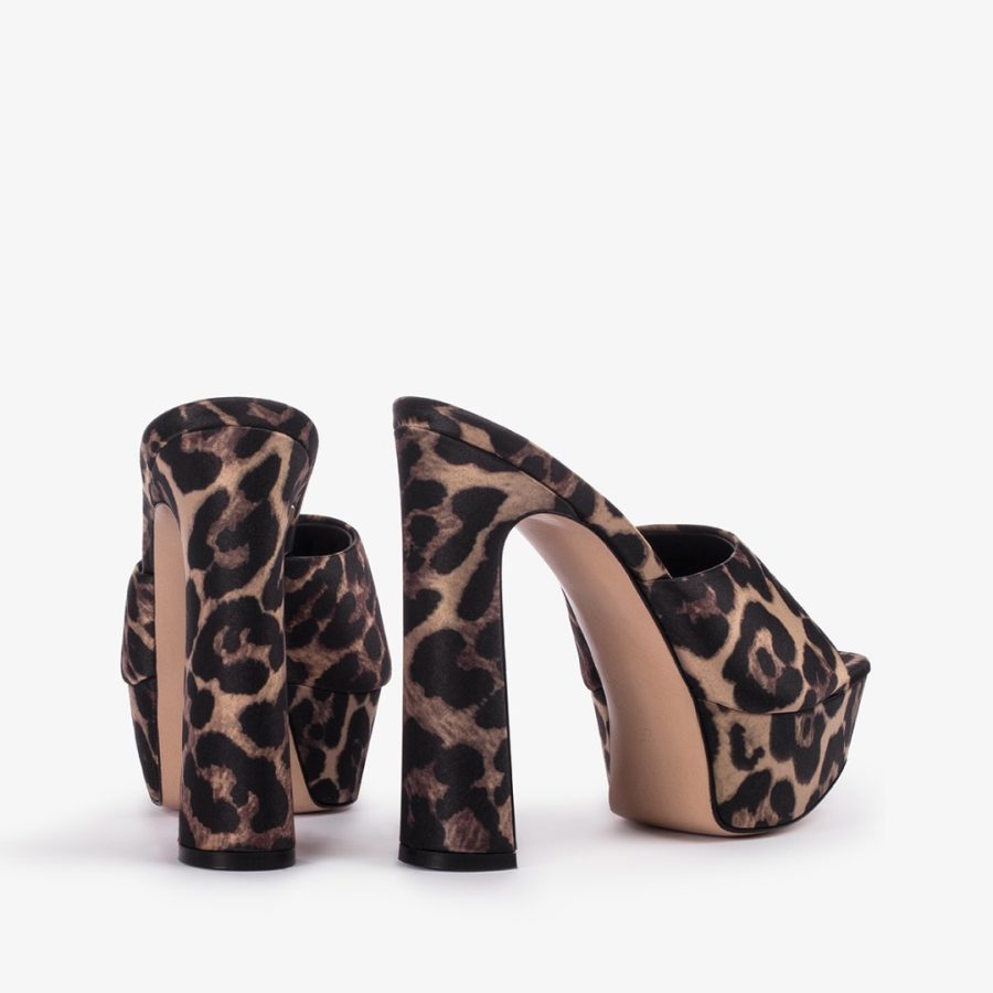 RESORT SANDAL 140 mm-Leopard print satin platform mule sandal - Image 3