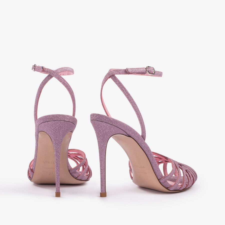 EMBRACE SANDAL 105 mm-Goddess pink glitter sandal - Image 3