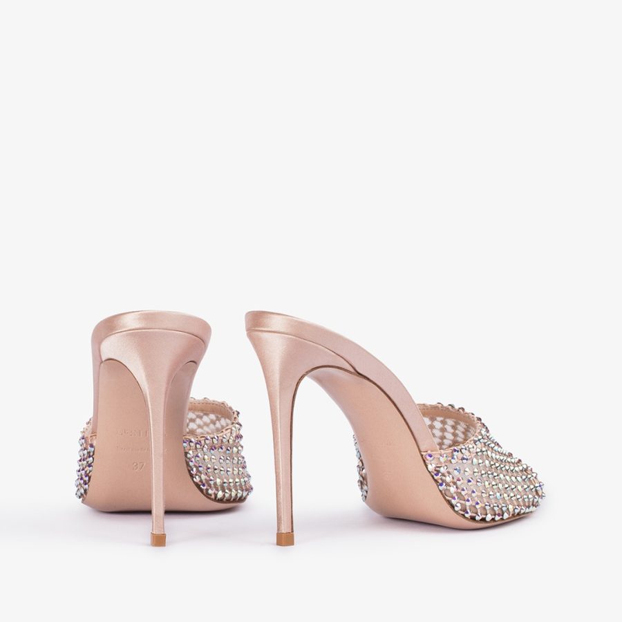 GILDA SANDAL 110 mm-Skin nude fishnet sandal with Crystals - Image 3