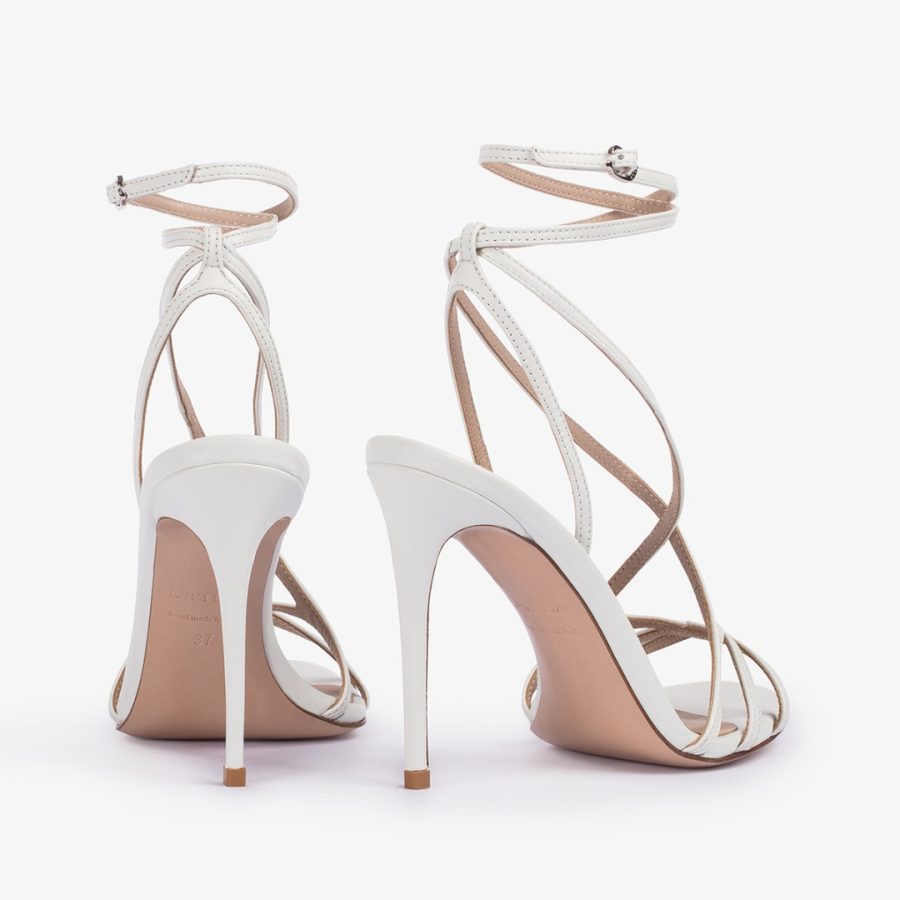 BELEN SANDAL 105 mm-White leather sandal - Image 3