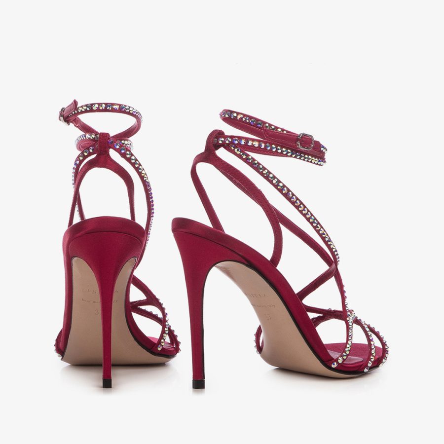 BELEN SANDAL 105 mm-Magnificent red satin sandal - Image 3