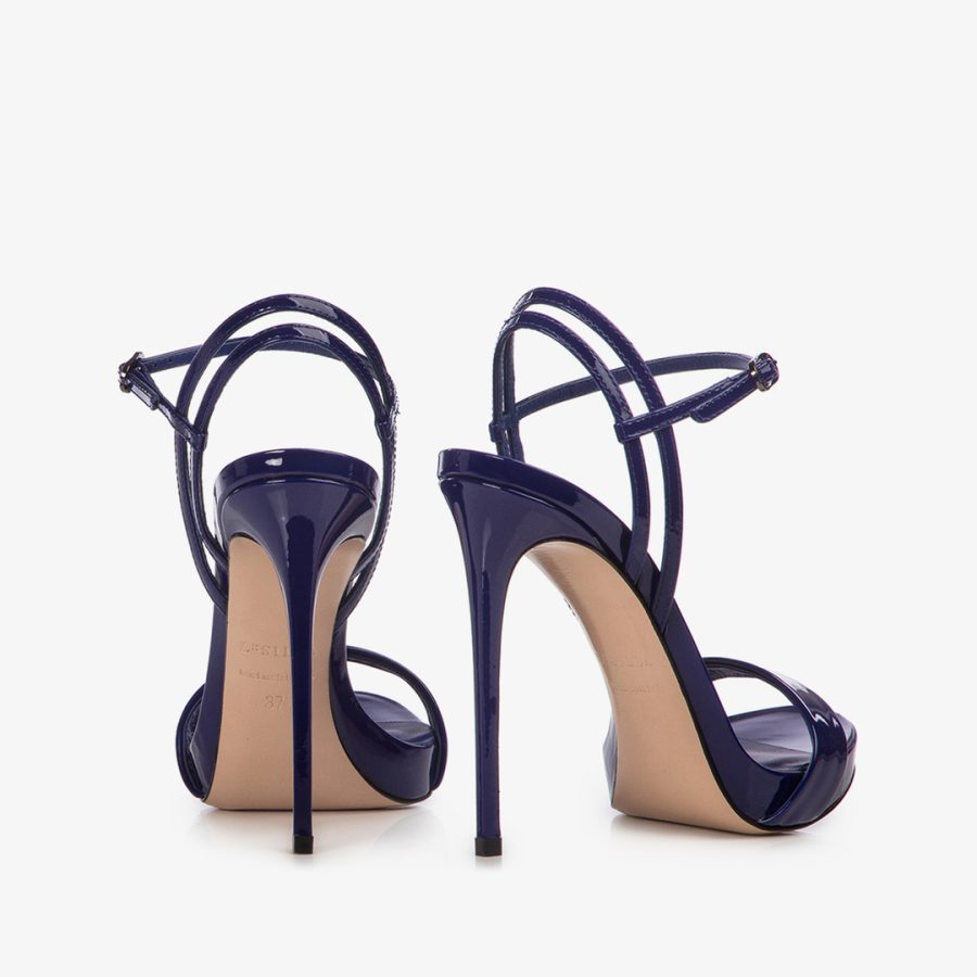 GWEN SANDAL 120 mm-Lazuli blue patent leather sandal - Image 3