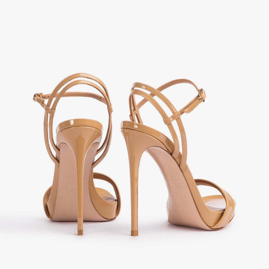 GWEN SANDAL 120 mm-Doha sand patent leather sandal - Image 3