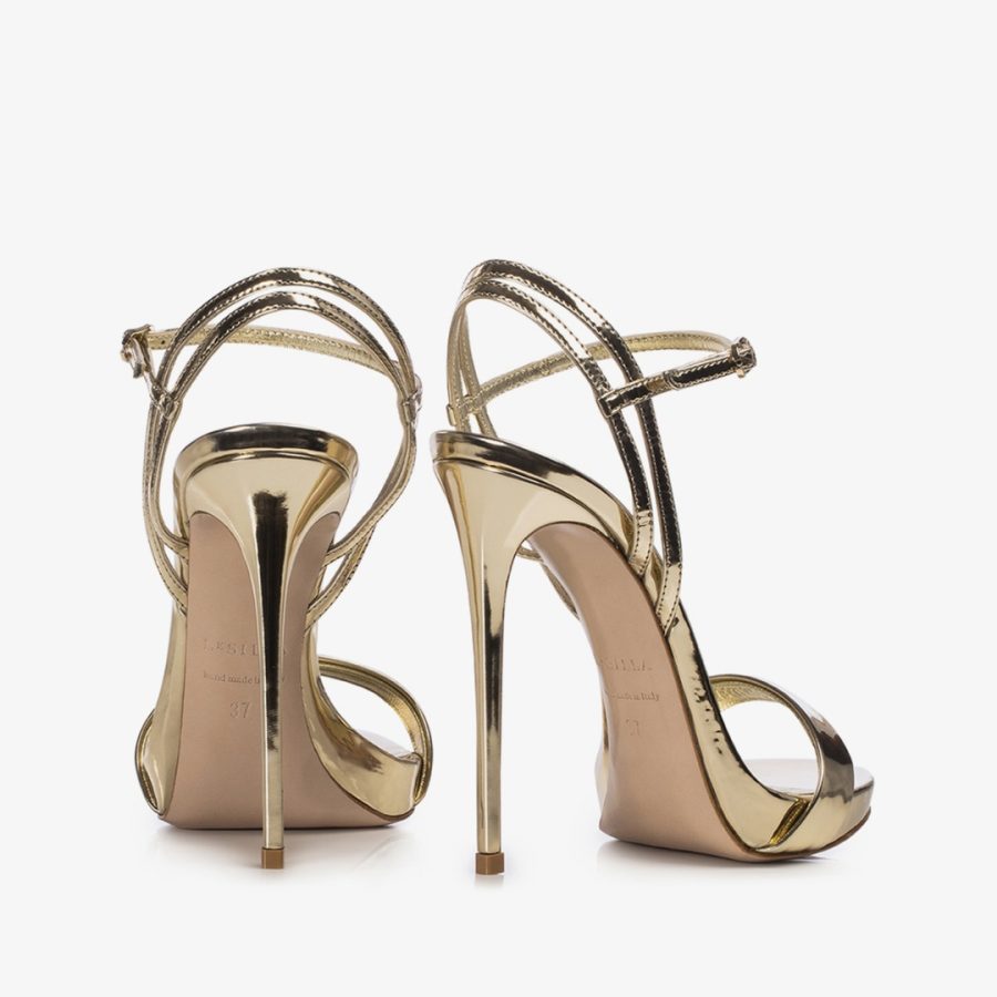 GWEN SANDAL 120 mm-Gold mirror effect sandal - Image 3