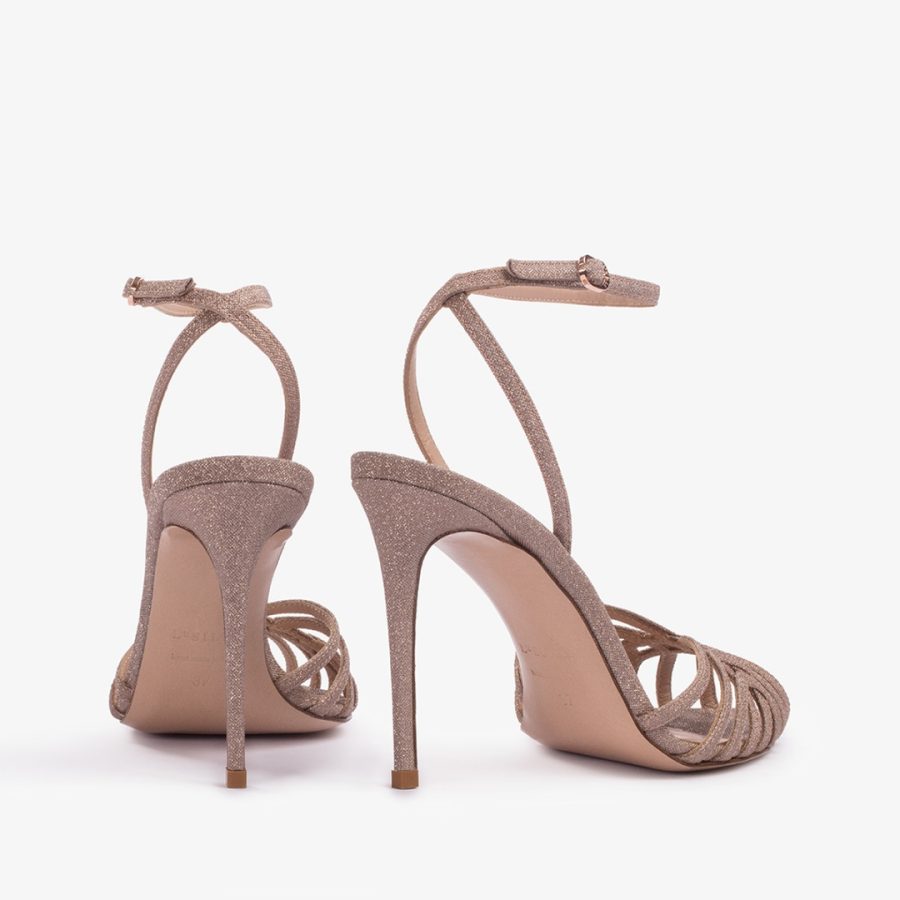 EMBRACE SANDAL 105 mm-Skin nude glitter sandal - Image 3