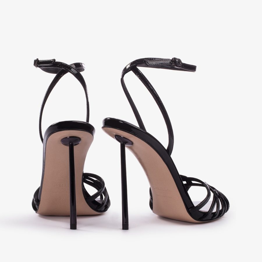 BELLA SANDAL 120 mm-Black patent sandal - Image 3