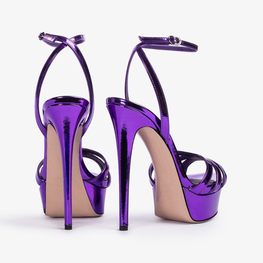 LOLA SANDAL 140 mm-Kamala purple metallic platform sandal - Image 3