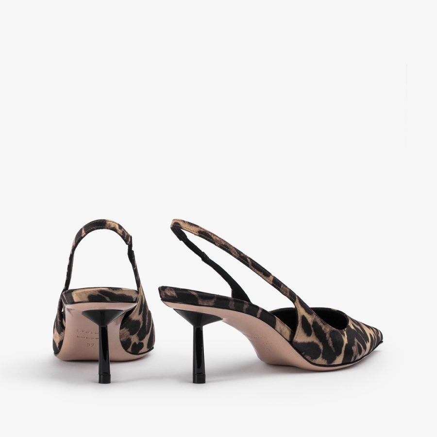 BELLA SLINGBACK 60 mm-Leopard print satin slingback - Image 3