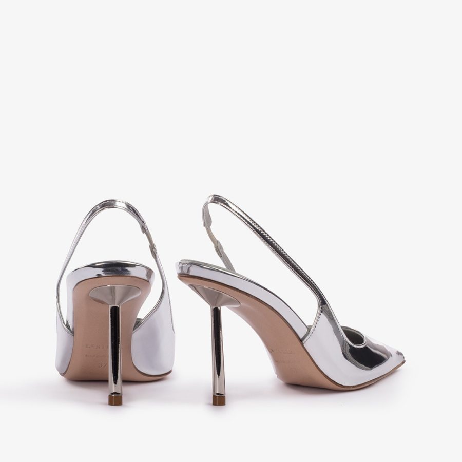 BELLA SLINGBACK 80 mm-Silver metallic slingback - Image 3