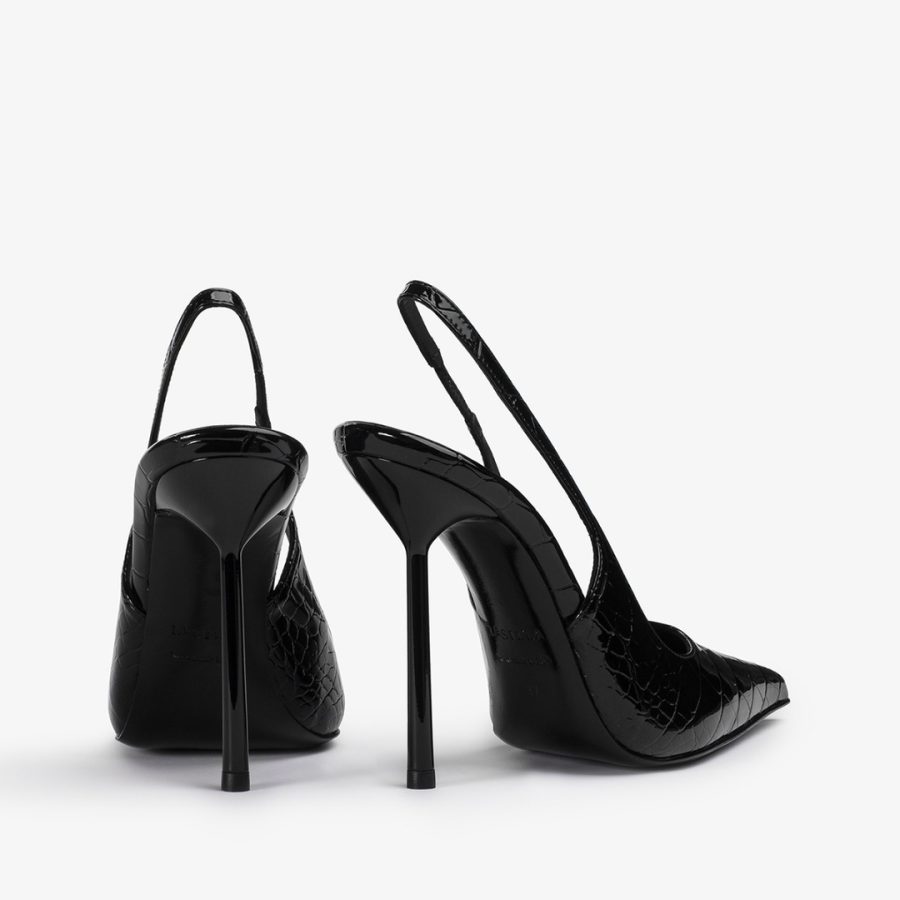 BELLA SLINGBACK 120 mm-Black crocodile print slingback - Image 3