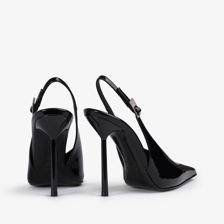 CLIVAGE SLINGBACK 120 mm-Black patent leather slingback - Image 3