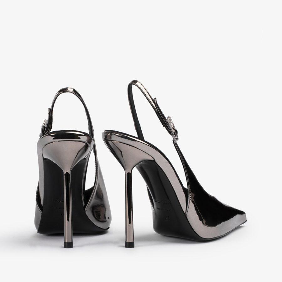 CLIVAGE SLINGBACK 120 mm-Pewter metallic slingback - Image 3