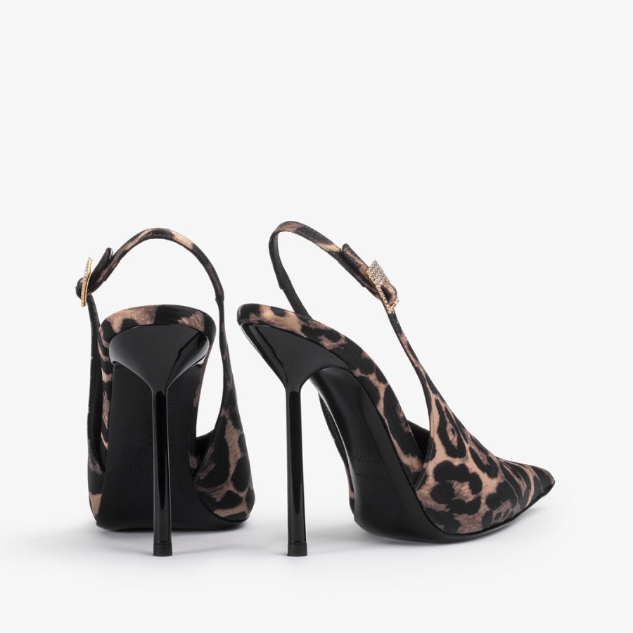 CLIVAGE SLINGBACK 120 mm-Leopard print satin slingback - Image 3