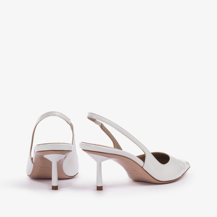 BELLA SLINGBACK 60 mm-Paper white patent leather slingback - Image 3