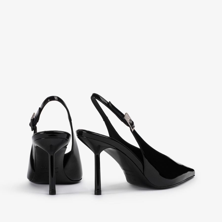 CLIVAGE SLINGBACK 80 mm-Black patent leather slingback - Image 3