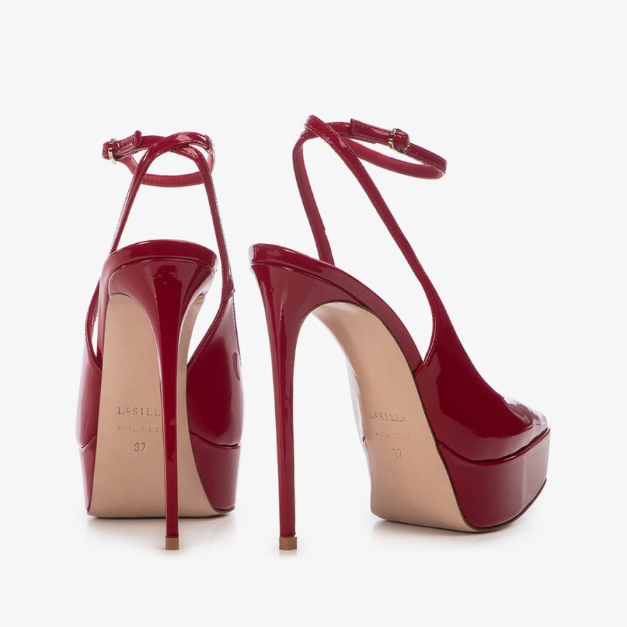 UMA SLINGBACK 140 mm-Red patent leather platform slingback - Image 3