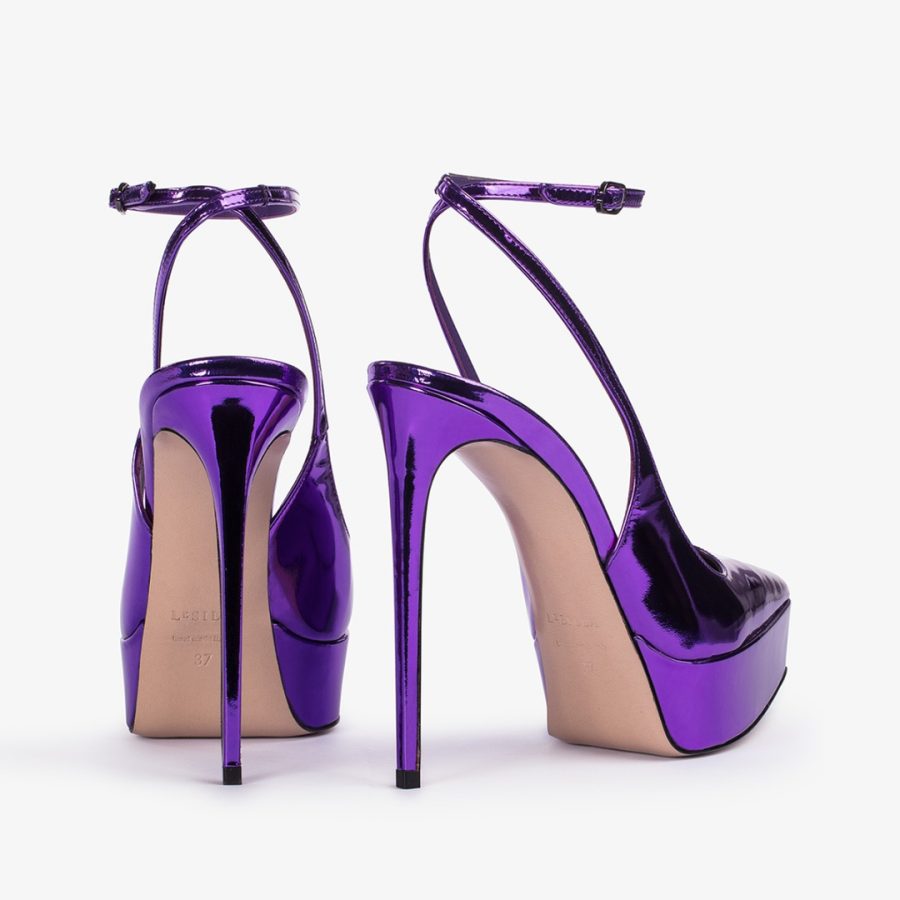 UMA SLINGBACK 140 mm-Kamala purple metallic platform slingback - Image 3