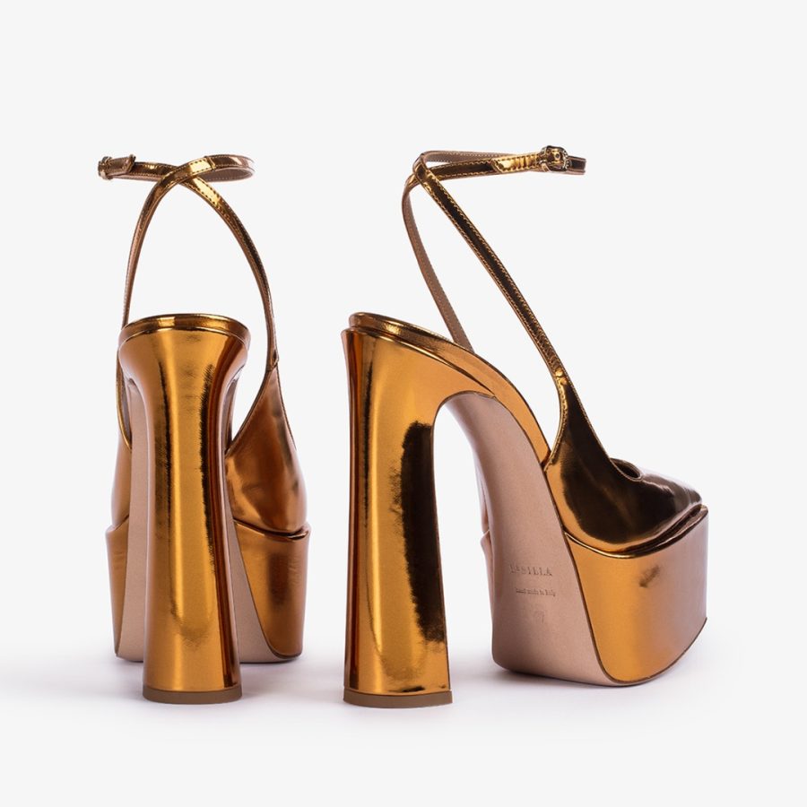 NINA SLINGBACK 170 mm-Marigold orange metallic platform slingback - Image 3