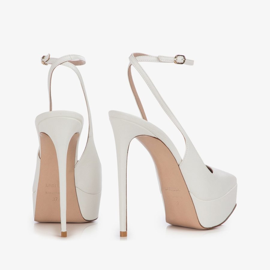 UMA SLINGBACK 140 mm-Paper white leather platform slingback - Image 3