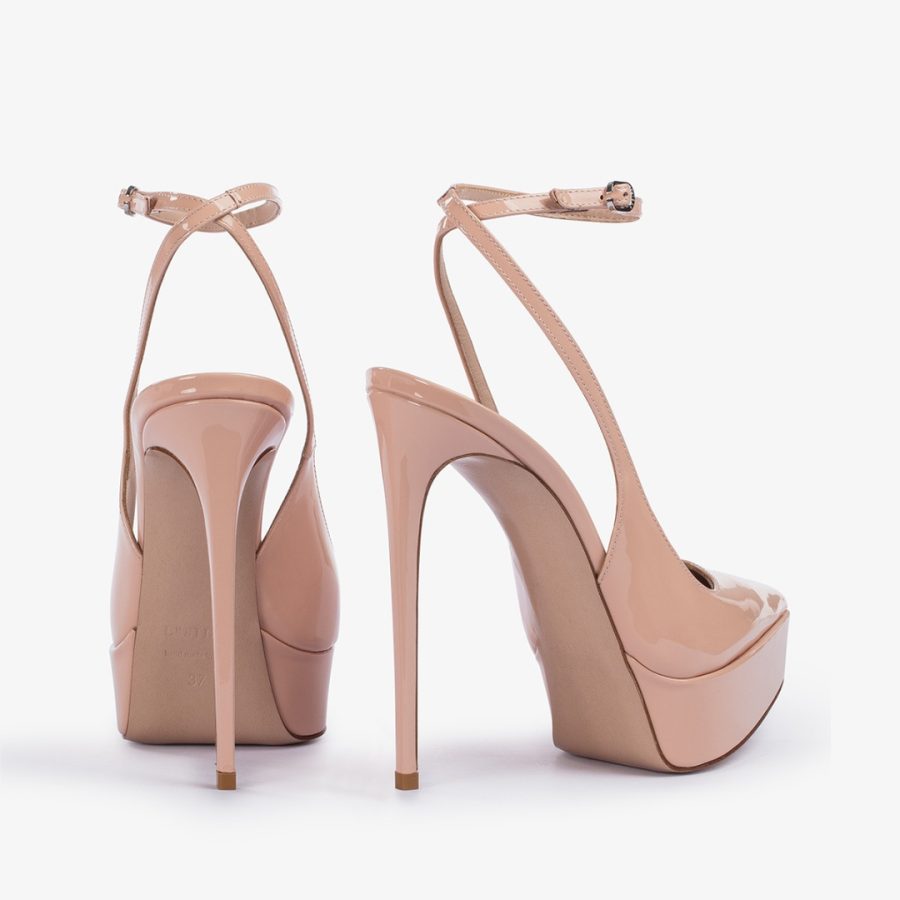 UMA SLINGBACK 140 mm-Skin nude patent leather platform slingback - Image 3