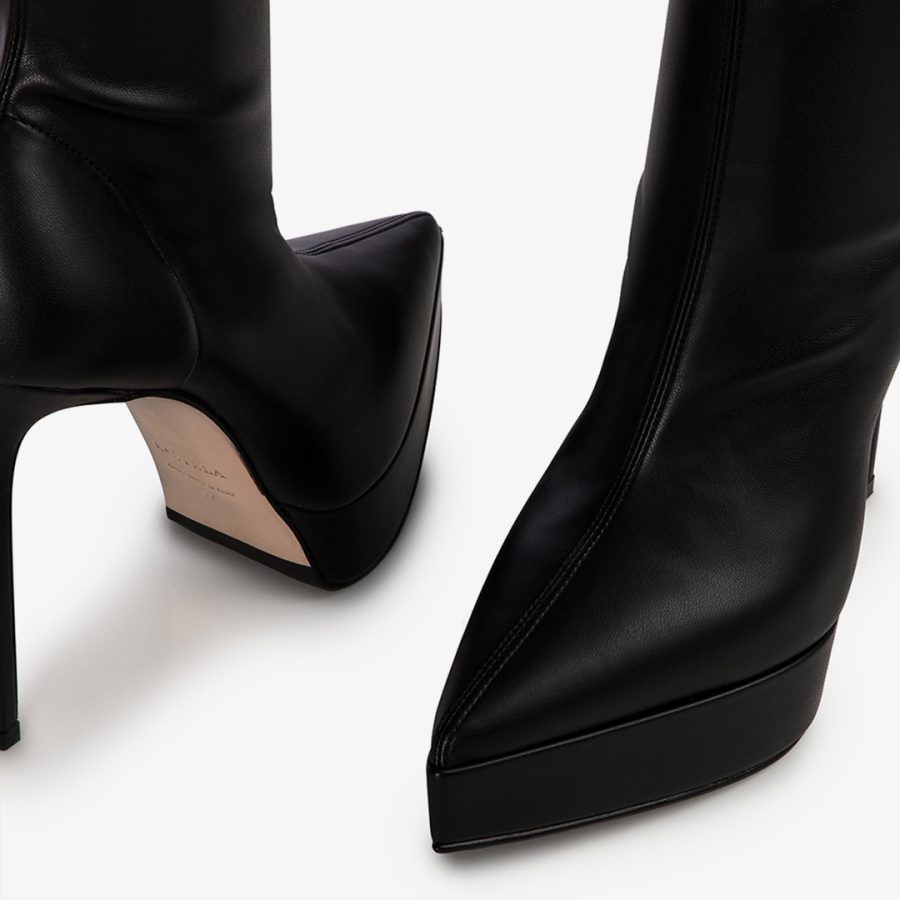 UMA ANKLE BOOT 140 mm-Black vegan leather platform ankle boot - Image 4