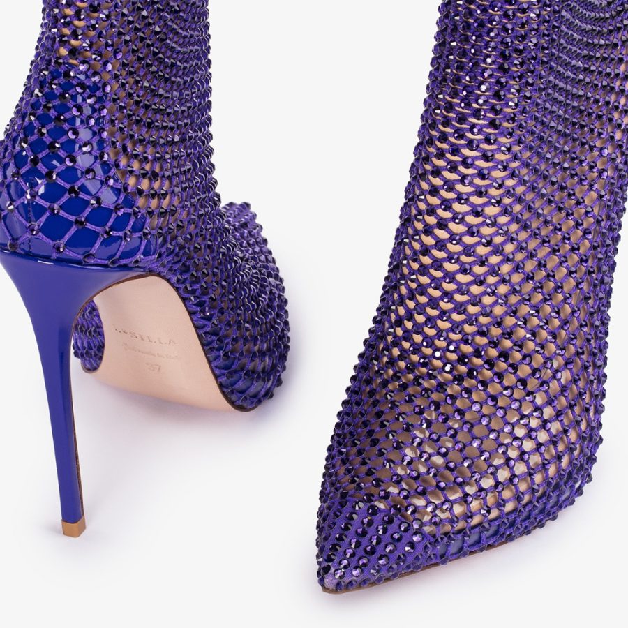 GILDA ANKLE BOOT 120 mm-Kamala purple fishnet ankle boot and Crystals - Image 4