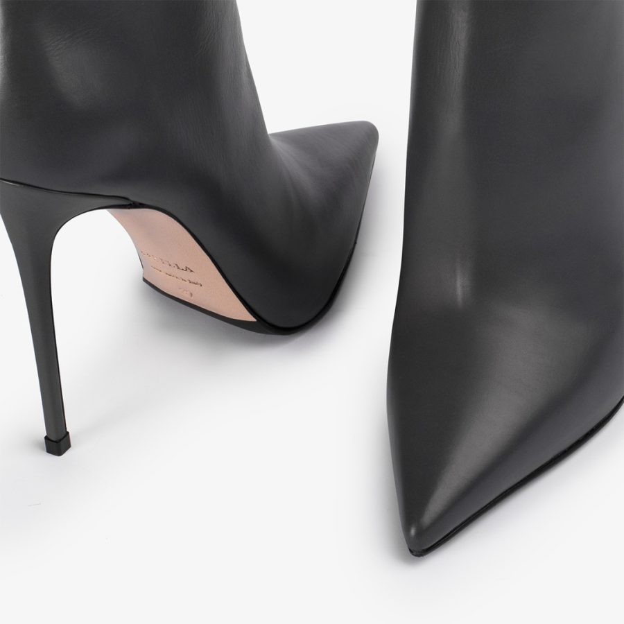 EVA ANKLE BOOT 120 mm-Asphalt grey leather ankle boot - Image 4