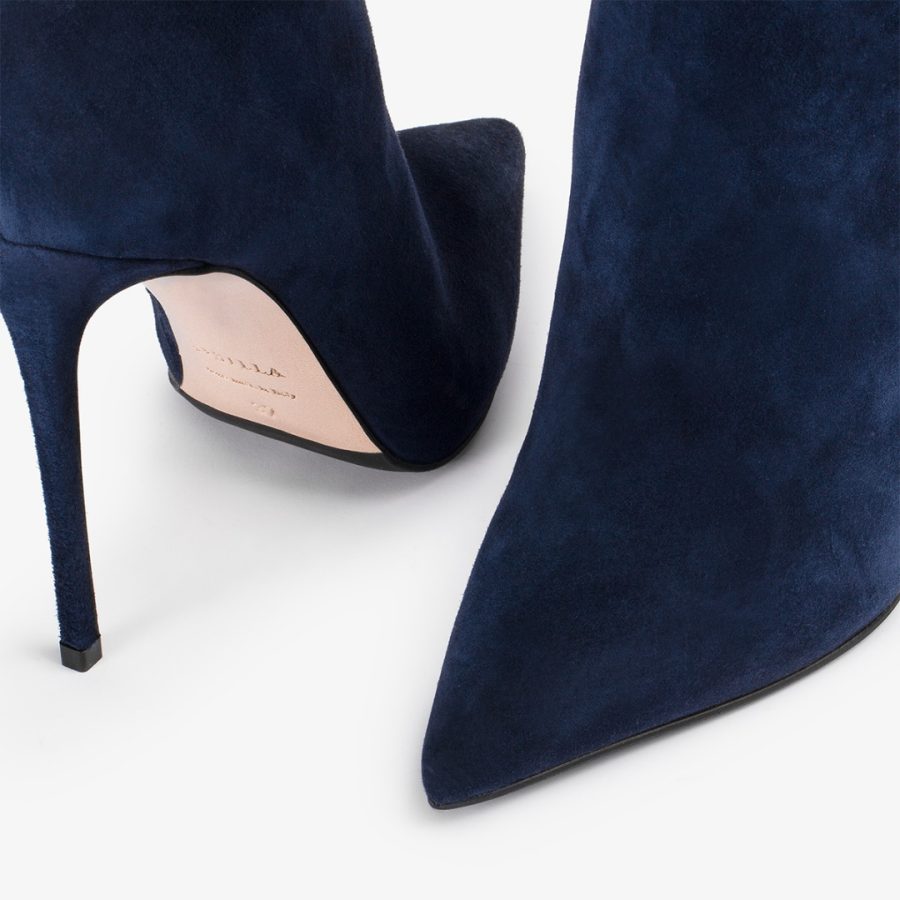 EVA ANKLE BOOT 120 mm-Navy blue suede ankle boot - Image 4