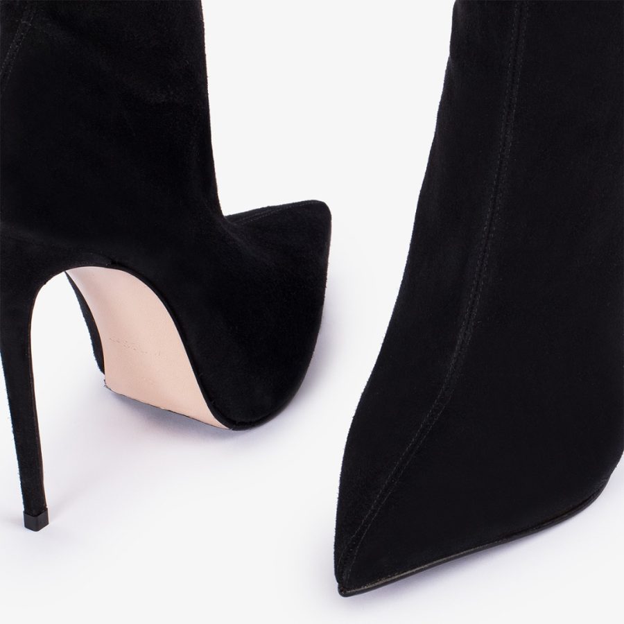 EVA ANKLE BOOT 120 mm-Black stretch suede ankle boot - Image 4