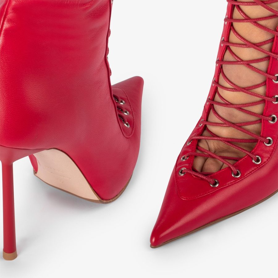 COLETTE BOOT 120 mm-Red leather lace-up boot - Image 4