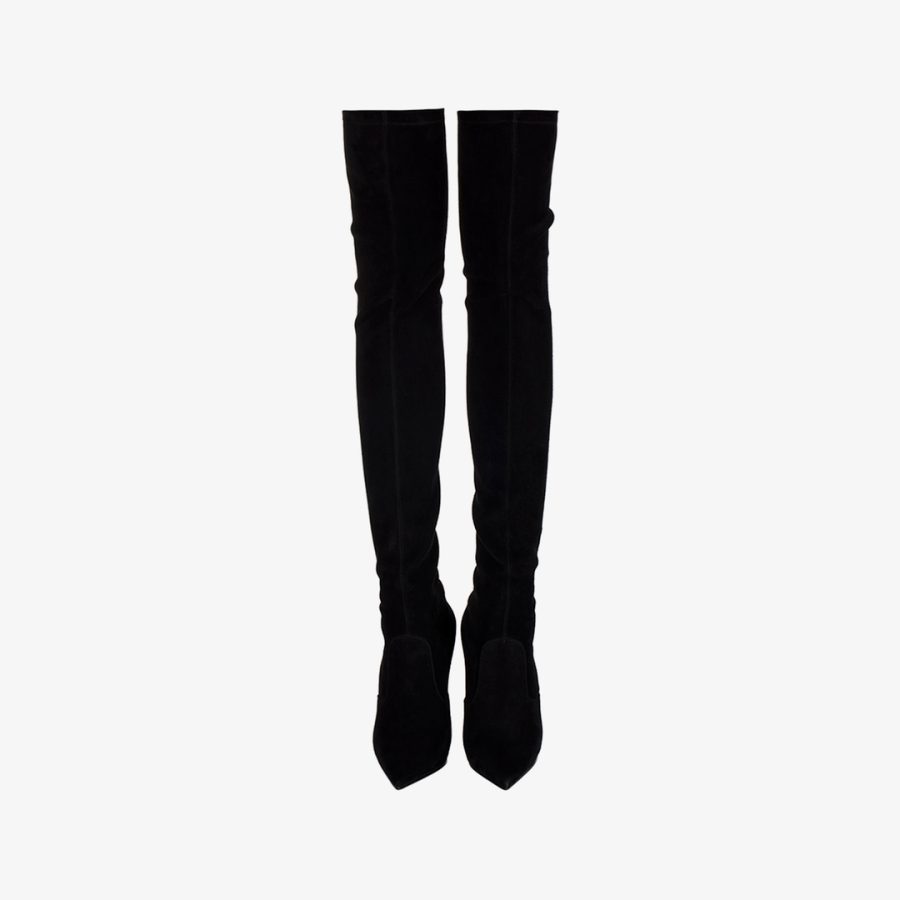 EVA THIGH-HIGH BOOT 120 mm-Black stretch suede over-the-knee boot - Image 4