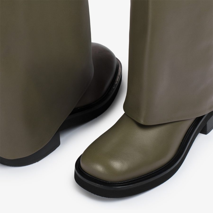 HARLEY BOOT 50 mm-Khaki green nappa leather cuffed boot - Image 4