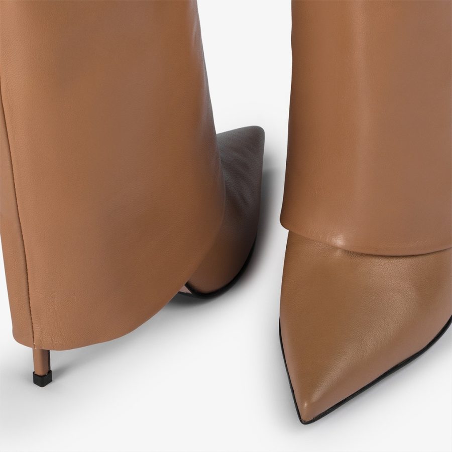 ANDY BOOT 100 mm-Ginger brown  nappa leather cuffed boot - Image 4