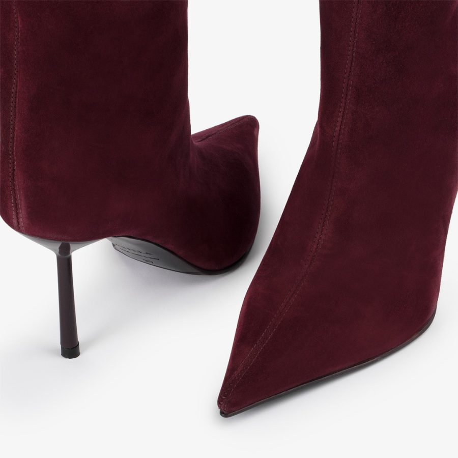 BELLA BOOT 80 mm-Cherry red suede knee boot - Image 4