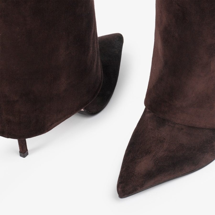 ANDY BOOT 120 mm-Van dyck brown suede cuffed knee boot - Image 4