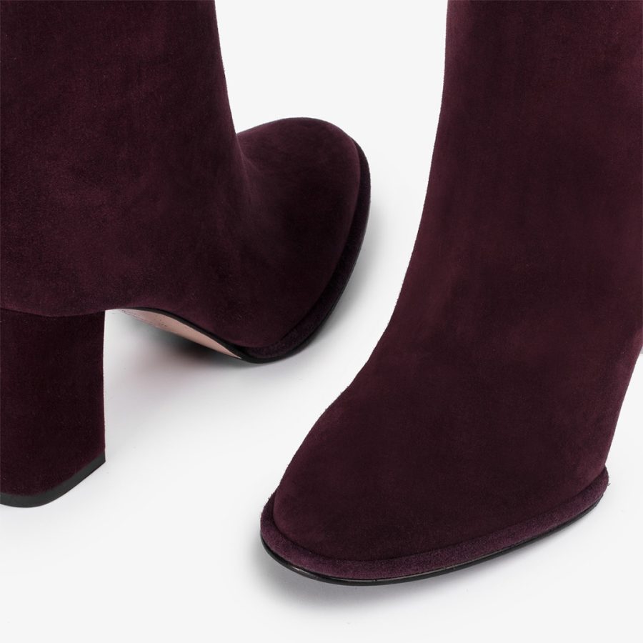 ELSA BOOT 90 mm-Plum purple suede knee boot - Image 4