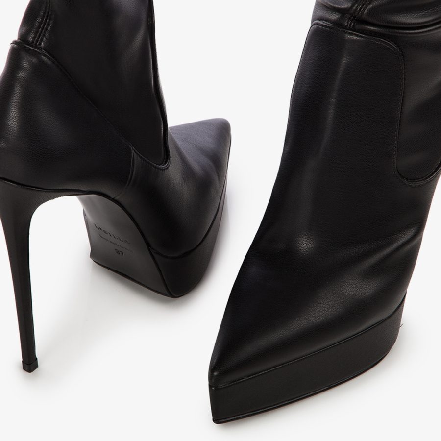 UMA THIGH-HIGH BOOT 140 mm-Black stretch vegan leather platform over-the-knee boot - Image 4