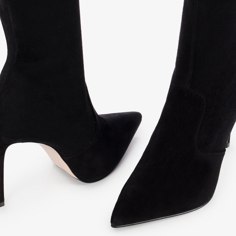 EVA THIGH-HIGH BOOT 100 mm-Black stretch suede over-the-knee boot - Image 4