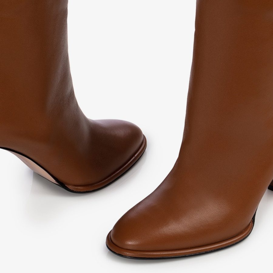 ELSA BOOT 90 mm-Caramel brown nappa leather boot - Image 4