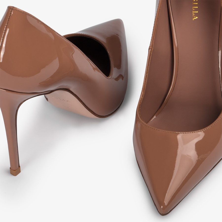 EVA PUMP 100 mm-Cake brown patent leather pump - Image 4