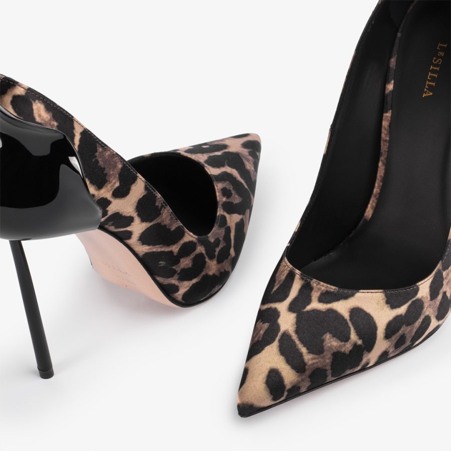 PETALO PUMP 120 mm-Leopard print satin pump - Image 4