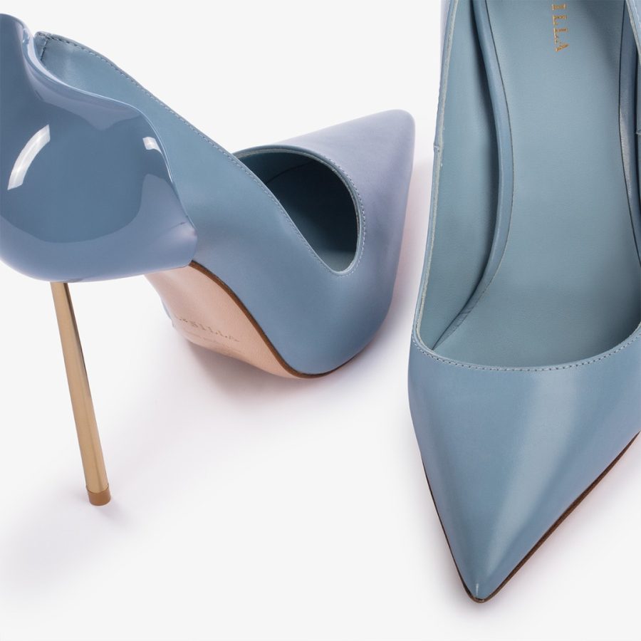 PETALO PUMP 120 mm-Nile light-blue leather pump - Image 4