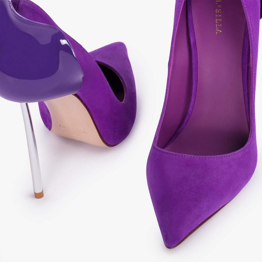 PETALO PUMP 120 mm-Queen purple suede pump - Image 4