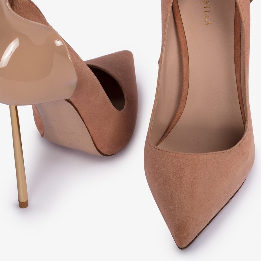 PETALO PUMP 120 mm-Phard/gold nude suede pump - Image 4