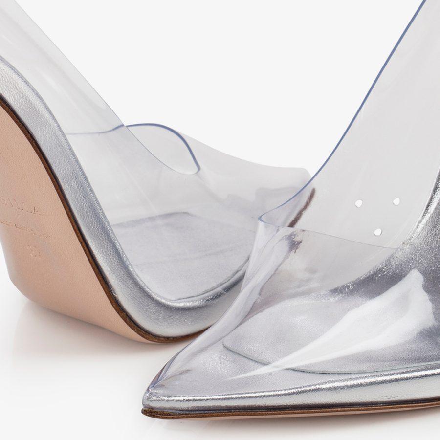 PETALO PUMP 120 mm-Transparent plexy pump with silver heel - Image 4