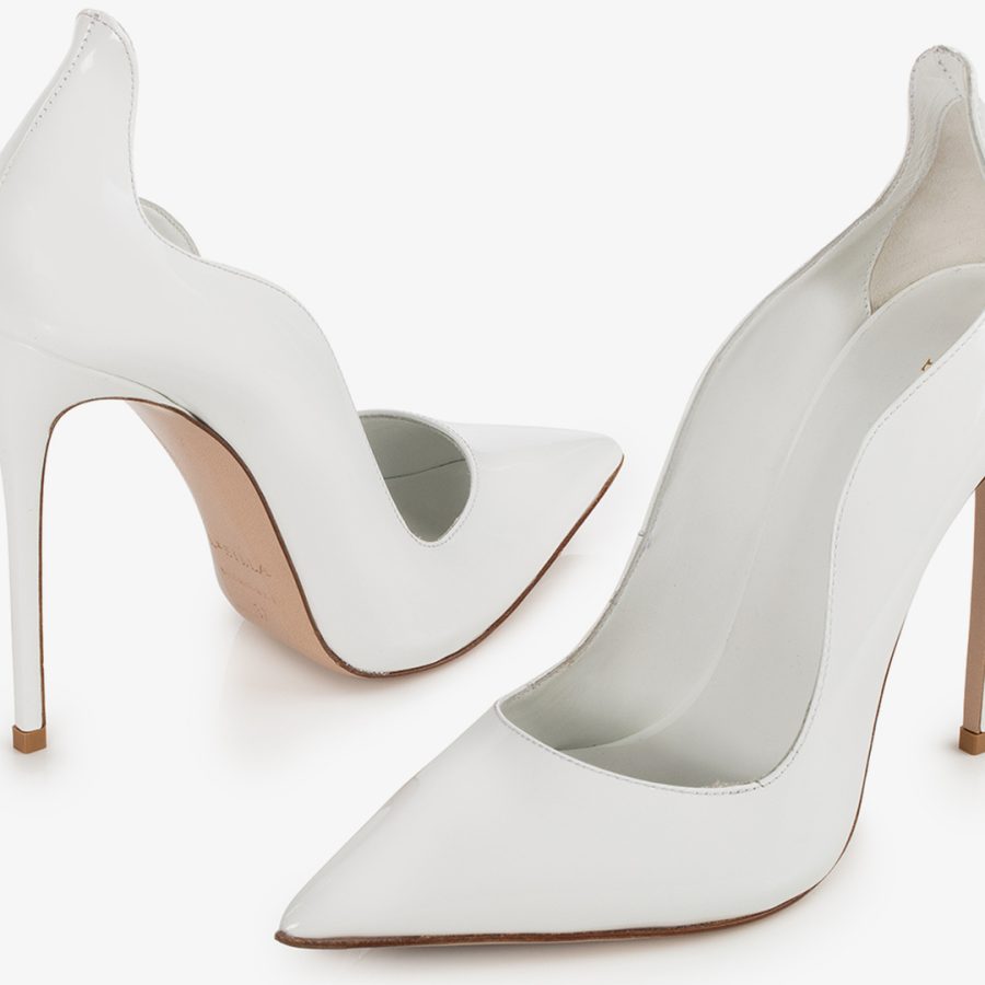 IVY PUMP 120 mm-White patent leather pump - Image 4