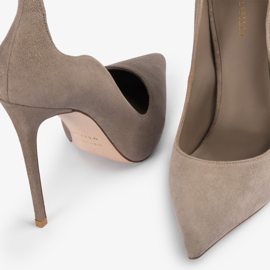 IVY PUMP 120 mm-Sesame grey suede pump - Image 4