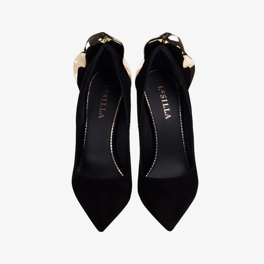 PETALO PUMP 120 mm-Black suede pump - Image 4